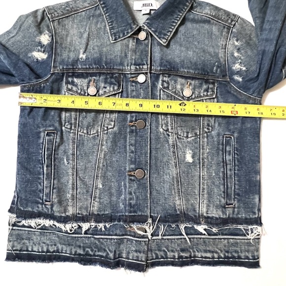 JBD Just Black Denim Jacket Women S Blue Excellent Distressed Raw Hem DA349N - Picture 8 of 10